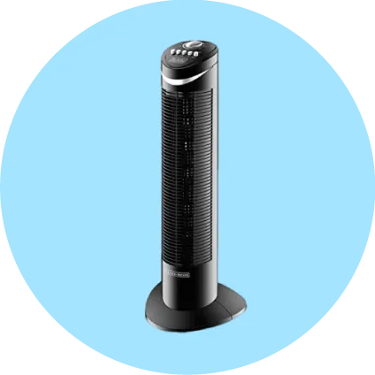 Black+Decker 50W Tower Fan 3 Speeds Low/Medium/High 65°, Wide Oscillation Adjustable Portable/Travel Friendly Design With 120 Min Timer, For The Perfect Temperature TF50-B5